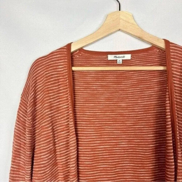 Madewell Summer Ryder Rust Orange Stripe Cardigan Sweater XS - Picture 4 of 6